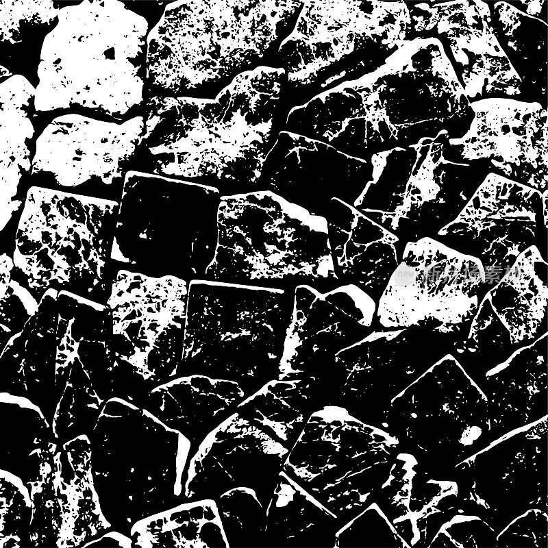 花岗岩石头。枯燥乏味的纹理。黑色灰尘Scratchy Pattern。抽象的背景。矢量设计作品。变形的效果。裂缝。